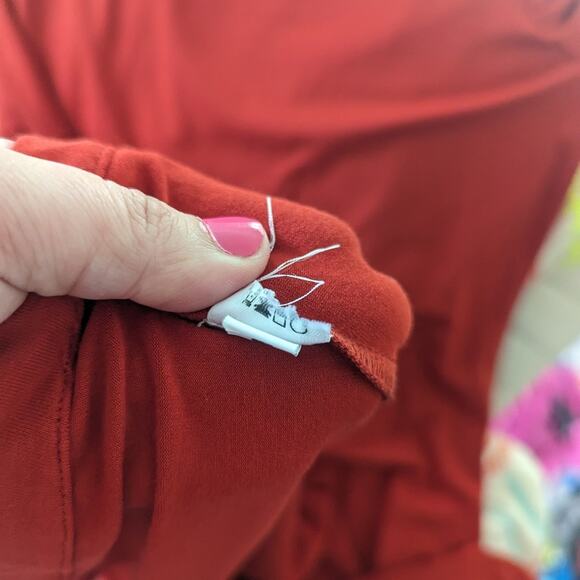 Eileen Fisher Coral Orange Asymmetrical Neckline Viscose Spandex Dress Medium - Picture 4 of 5